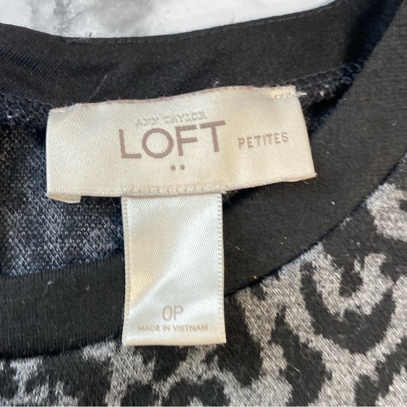 Loft Black & Gray Leopard Print Fit & Flare Dress Size 0 XSmall - Picture 14 of 17